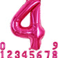 Toniful 40 Inch Hot Pink Large Numbers Balloon 0-9 Birthday Party Decorations,Foil Mylar Big Number 4 Balloon Digital 4 For Birt