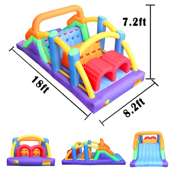 Bestparty Inflatable Obstacle Course Bounce House Castle With Large Slides Bounce Area And Obstacles Inflatable Bouncer House Jumper With Blower