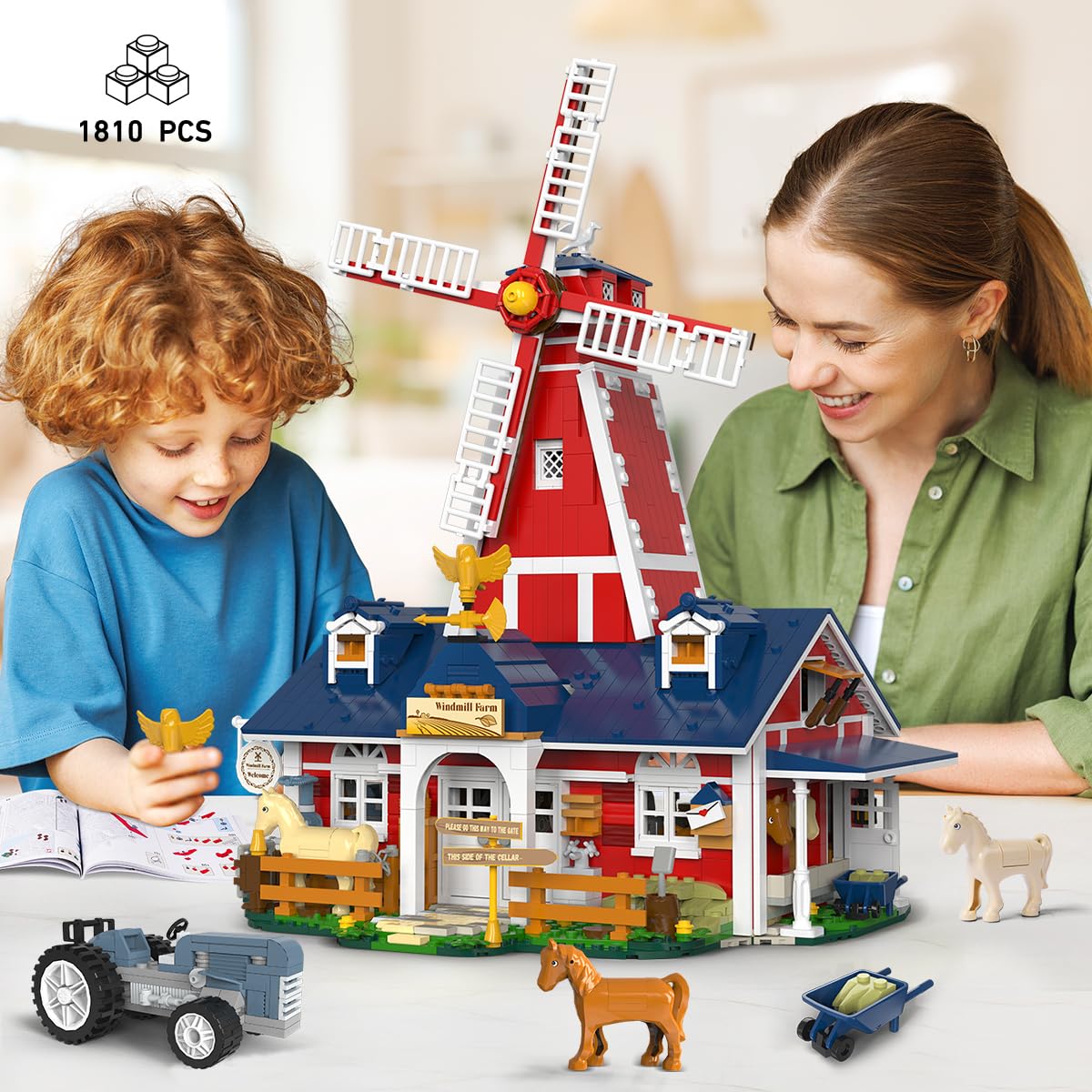 PLAXSOON Farm House Building Set, 1810 PCS Mechanical Toy with Light, Small Size, Model 8802, Ideal for Ages 12+
