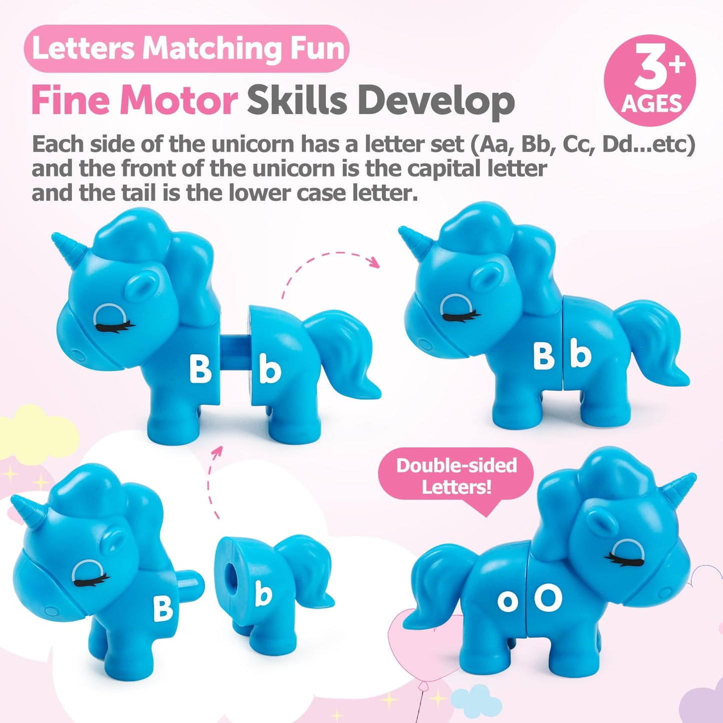 ABC Letters Matching Toys Double-Sided Alphabet Learning Toy for Kids Fine Motor Toys Uppercase Lowercase Letters Sorting and Ma