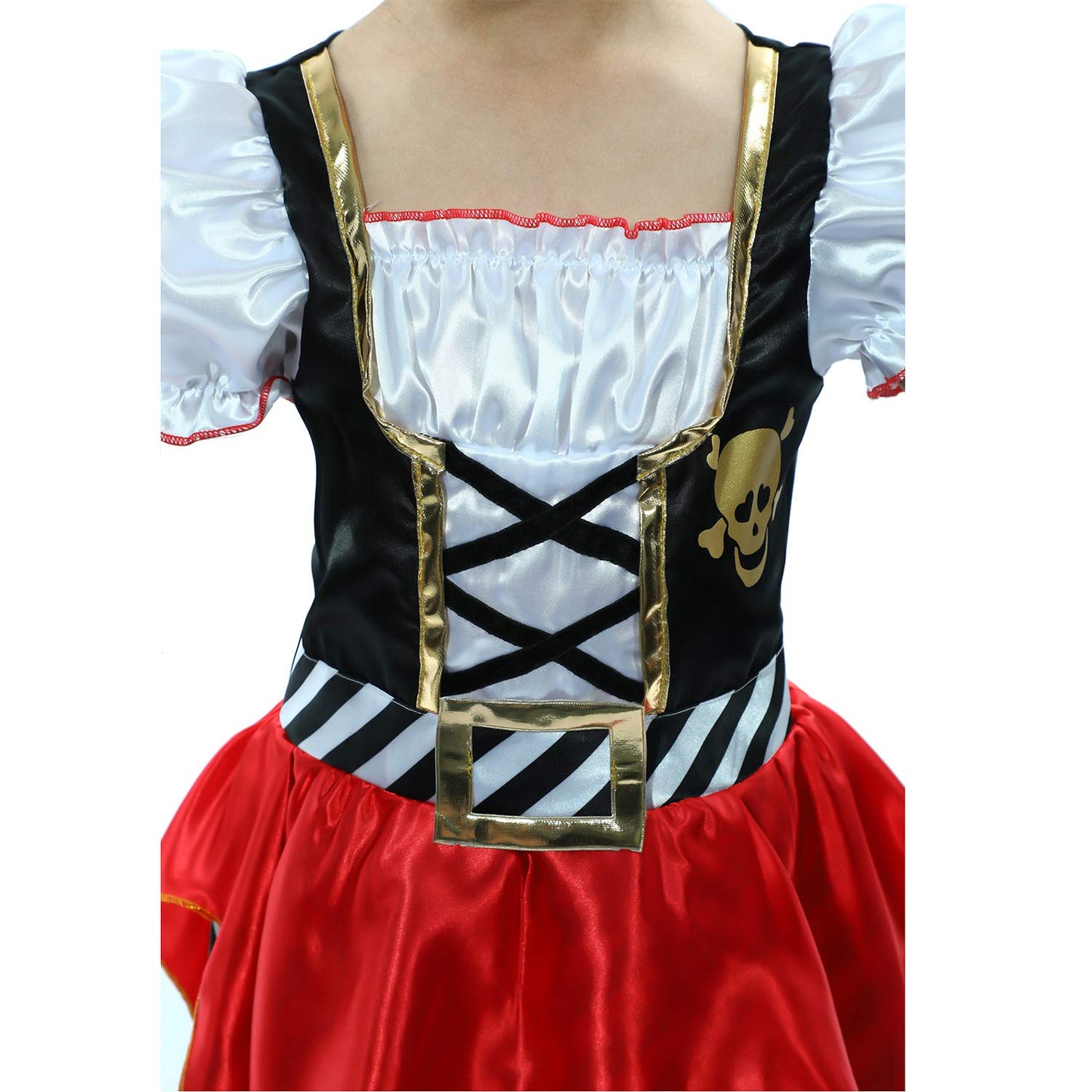 Wizland Girls Pirate Costume Buccaneer Princess Dress For Kids Pirate Lass Costume Pirate Role Play Dress Up Set 7-8Yrs