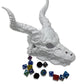 Munnygrubbers - Dragon Skull - (Random 7Pcs D20 Dice Set Included) - No Paint Odorless Plastic - Tabletop Roleplaying Game - Dice Roller - Dungeons And Dragons - Dnd - D&D - (White)
