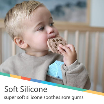 Nuby All Silicone Chocolate Chip Cookie Teether - 3+ Months