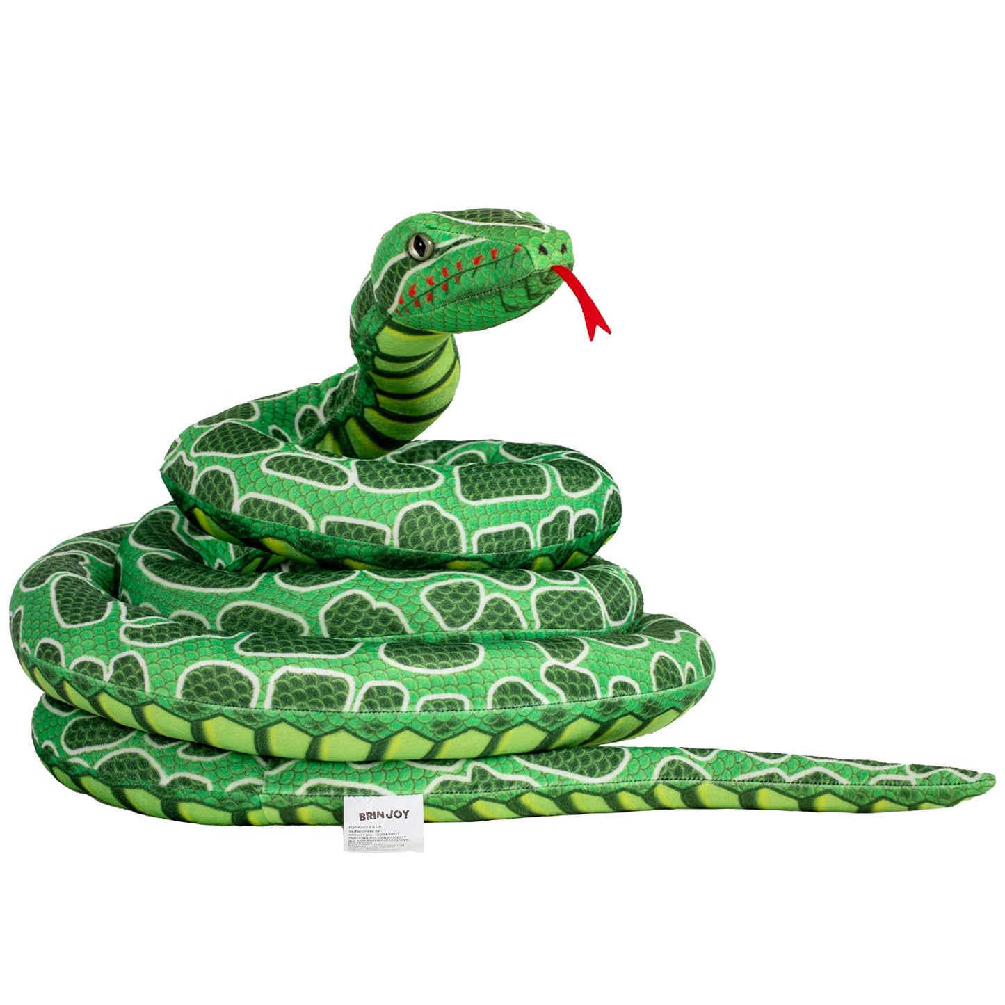 Brinjoy Giant Snake Stuffed Animal, 149 Inch Large Snake Lifelike Jumbo Animal Plush Toy For Kids, Curving Huge Snake For Boys & Girls Gift On Birthday Baby Shower Party