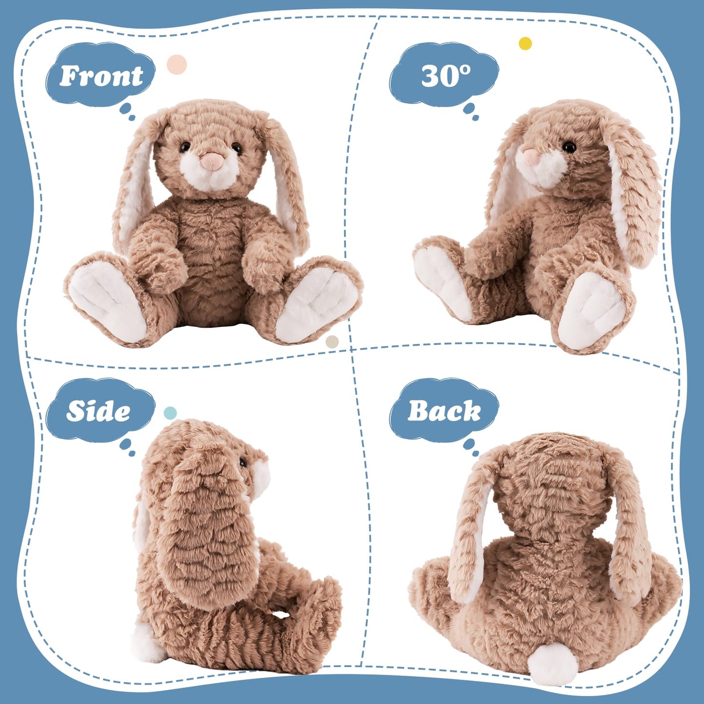 Mikee Fluffie 9'' Easter Bunny Stuffed Animals, Safe Material Soft Washable Stuffed Bunny, Cute Plush Toy Rabbit Easter Decorati