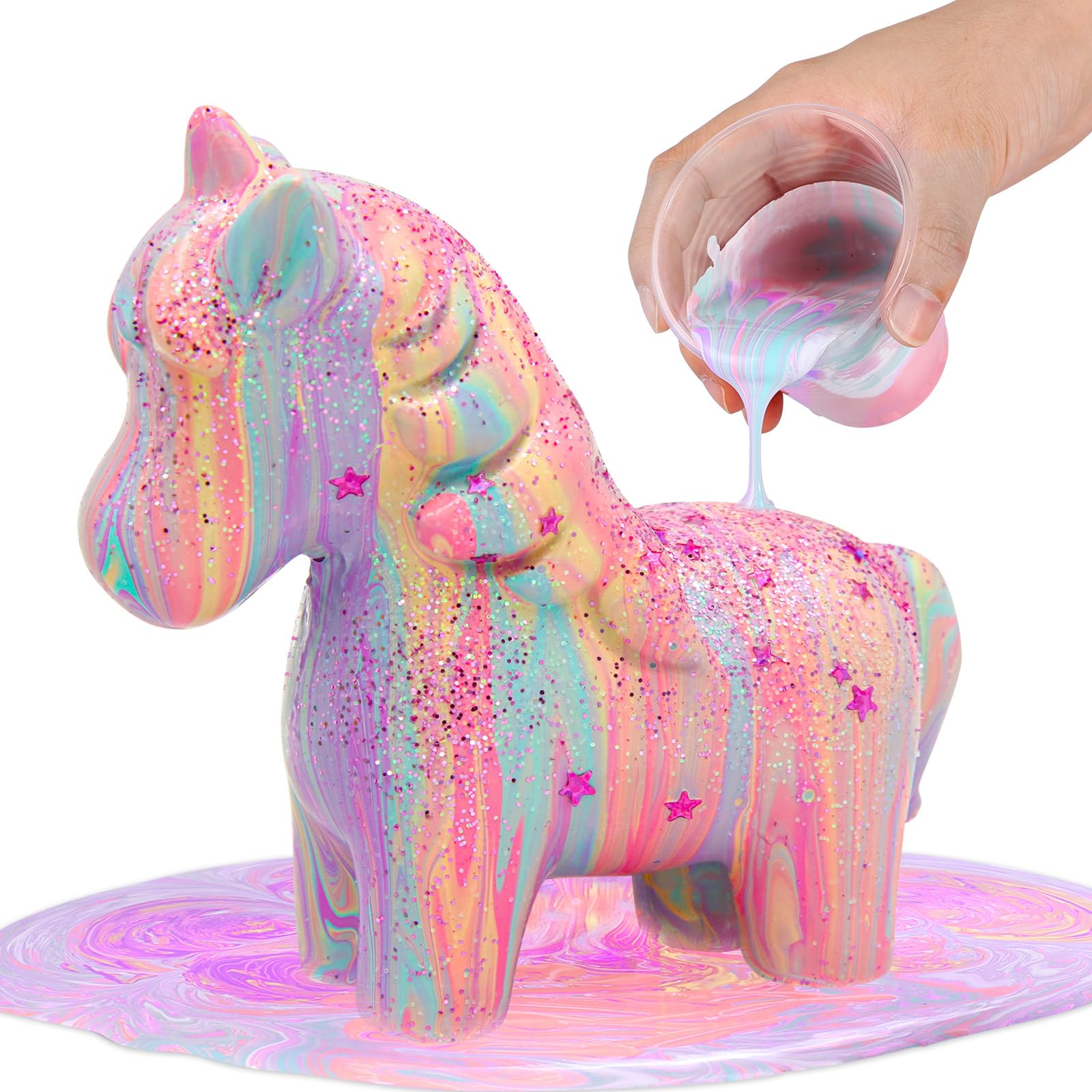 LAOESE Unicorns Paint Pouring Art Kit - DIY Craft for Kids Age 6-12, Arts and Crafts Kit for Girls & Boys, Toys Girls Boy Birthd