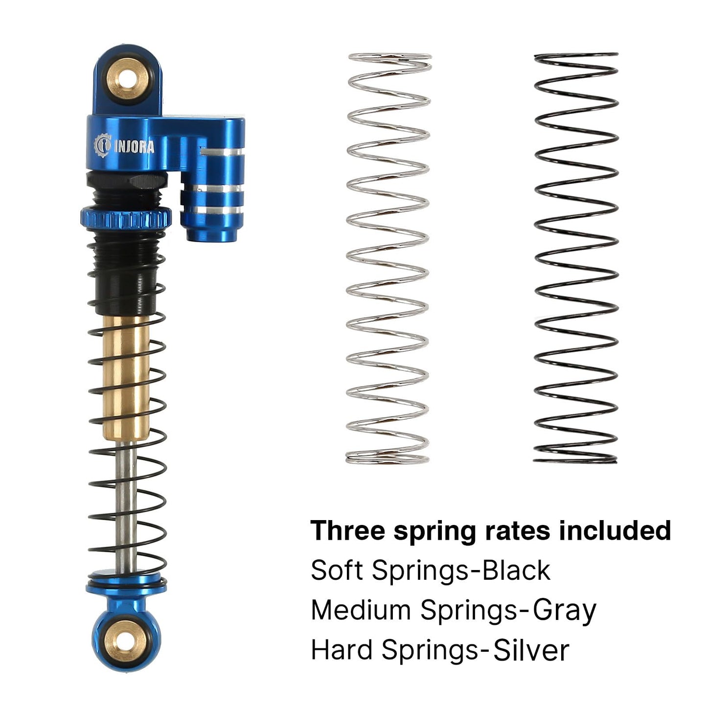 INJORA RC 43mm Shocks Aluminum Threaded Tele Absorber Damper for Axial SCX24 Gladiator Bronco C10 JLU Deadbolt B17 1/24 Upgrade(