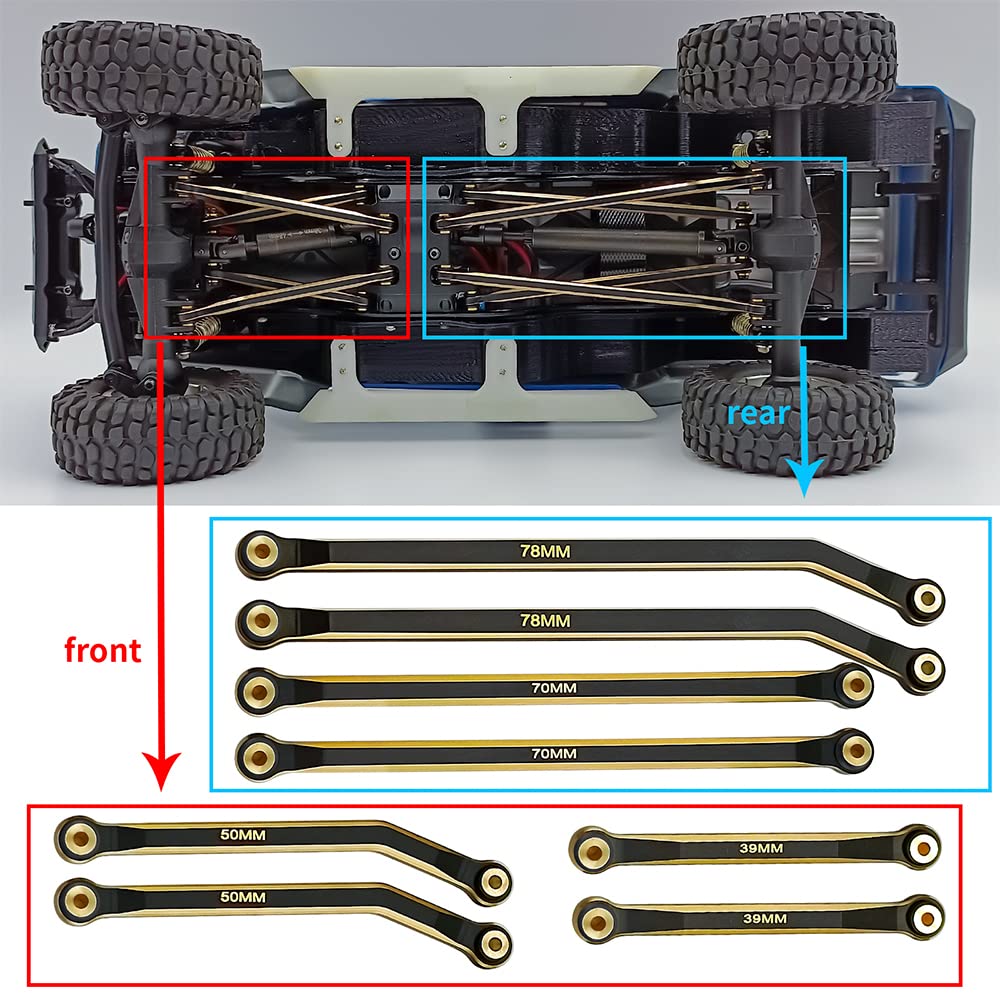 WEFEINO Aluminum Heightened Link Steering Link Set for 1/24 Axial SCX24 AXI00005 RC Crawler Car (Black)