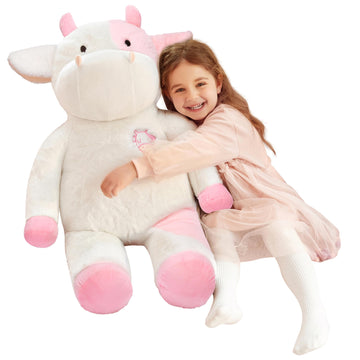 Ikasa Giant Cow Stuffed Animal Plush Toy,Large Big Jumbo Soft Toys,30'' Huge Size Cute Plushy Fluffy Fat Oversized Plushie,Gifts