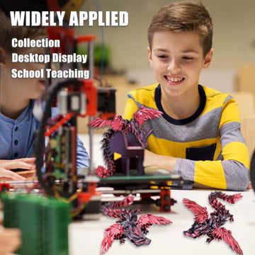 Locyfens 3D Printed Dragon With Wings Flying Dragon, Articulated 3D Dragon Toys, 3D Printed Crystal Wing Dragon Without Dragon E