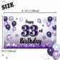 LASKYER Happy 33rd Birthday Decorations,33rd Purple Balloon Large Birthday Banner Backdrop Sign,33 Years Old Bday Party Supplies