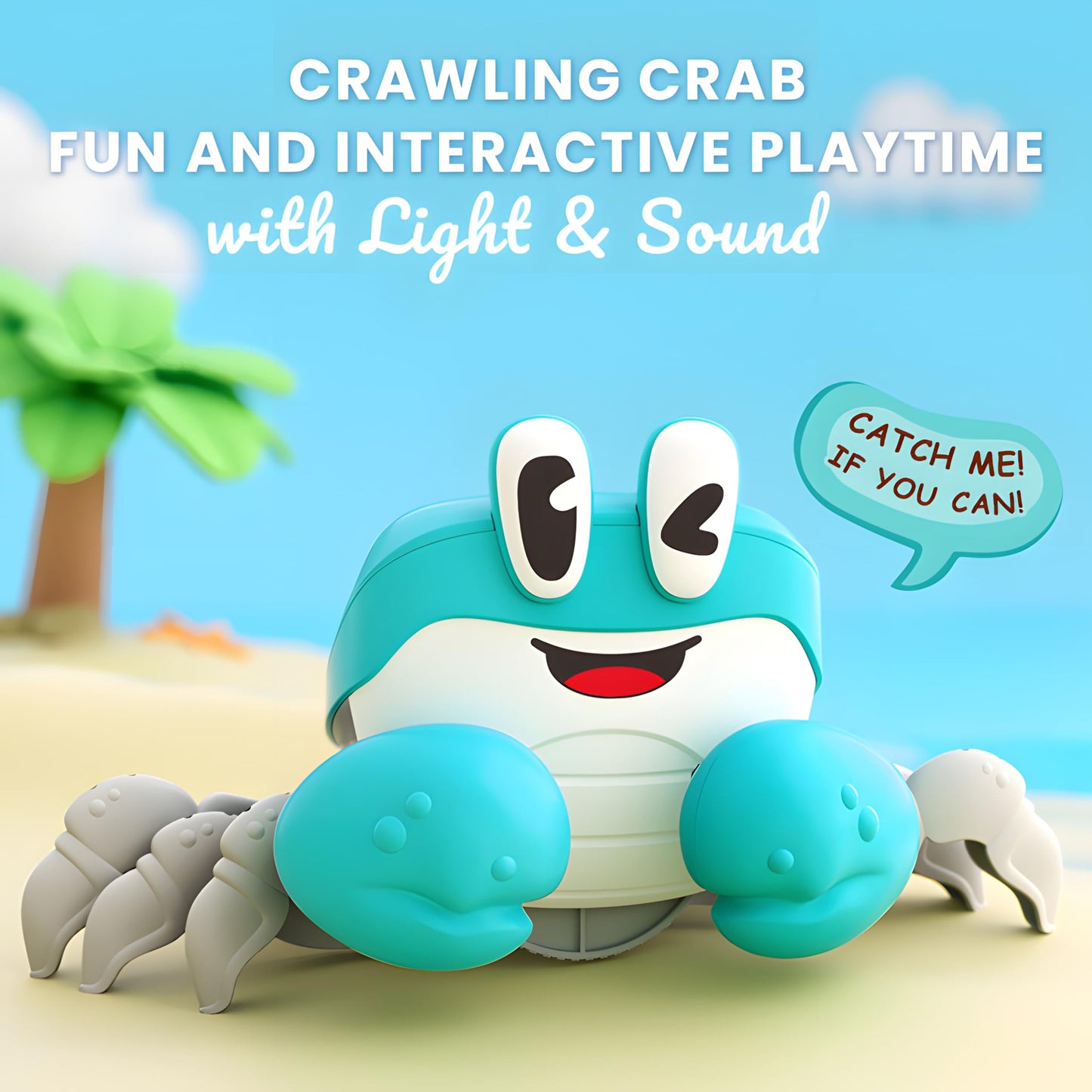 Bekilole Crawling Crab Baby Toys | Boys Gifts Interactive Fun For Tummy Time Moving Walking Running | Musical Toddler Boys Girls Birthday Gift Toys 0+ Months | Battery Not Included - Blue