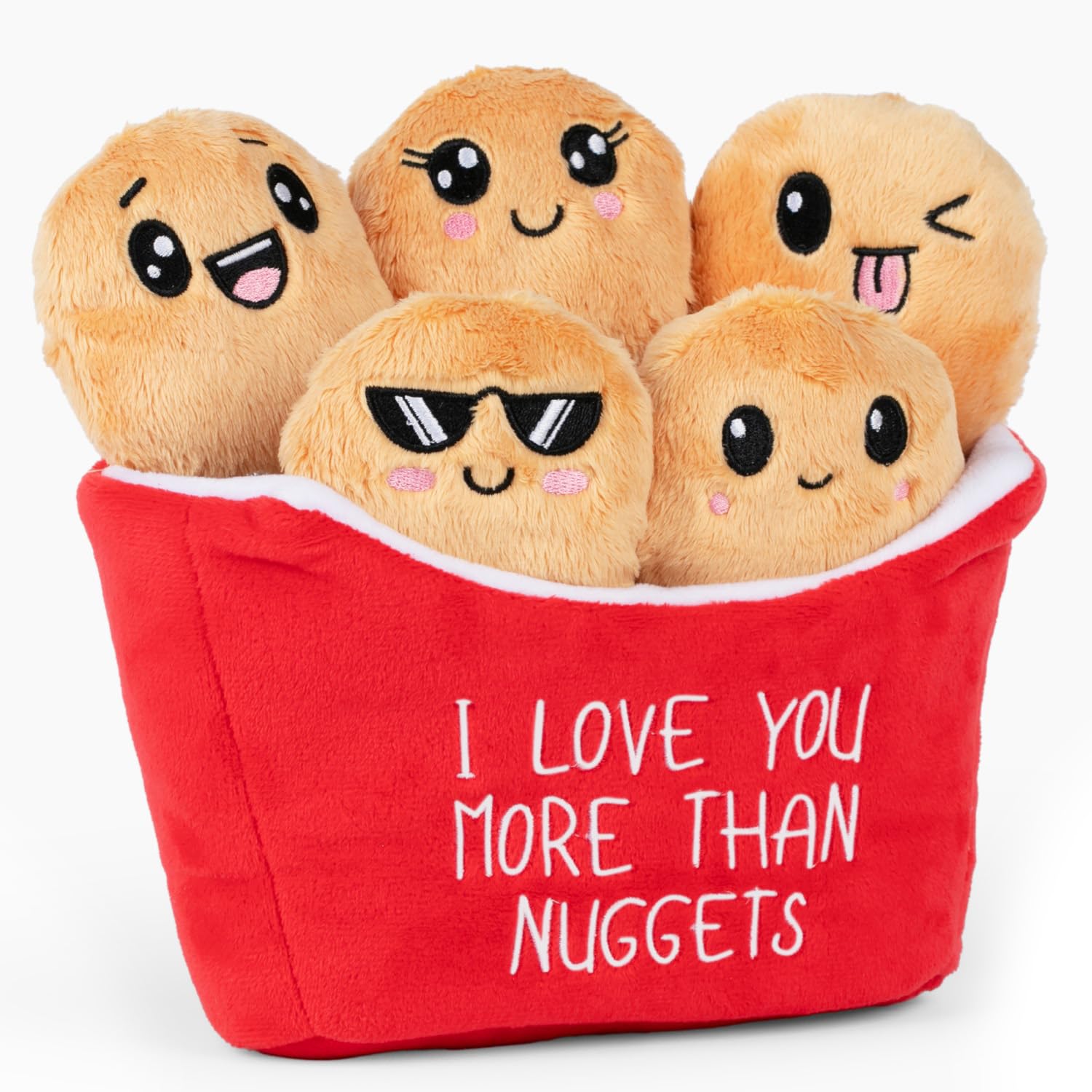 KLUBI Gifts for Moms, Daughter, Sister, Wife - I Love You More Than Nuggets Plush with 5 Unique Faces Cute Chicken Nugget Stuffe