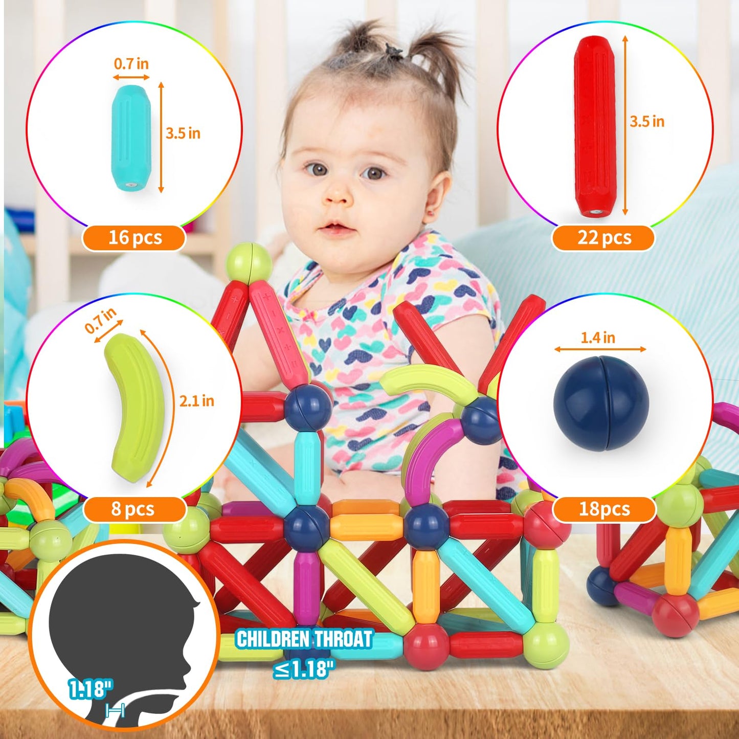 Lecover Magnetic Building Blocks Toy, Educational Magnetic Building Sticks, Toddler Toys, Magnet Toy Set, Montessori Toys For Boys Girls, Gift Set For Kid’S Early Educational Learning