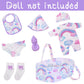 Ecore Fun 8 Pcs Baby Doll Clothes With Bassinet For 16-20 Inch Baby Doll, Rainbow Baby Doll Clothes Outfit Accessories Fit 16 To 20 Inch Baby Doll(No Doll)