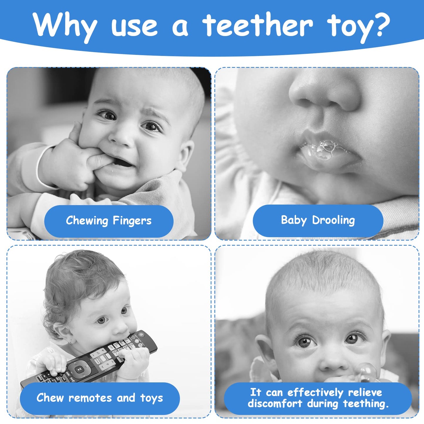 2Pcs Silicone Baby Teething Toys, Remote Control Shape Teething Toys And Phone Shape Teething Toys With 2Pcs Pacifier Clip, Bpa