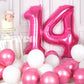 SUWEN 14 Inch Hot Pink Foil Number Balloons 0-9 Jumbo Mylar Birthday Decorations for Girls and Women