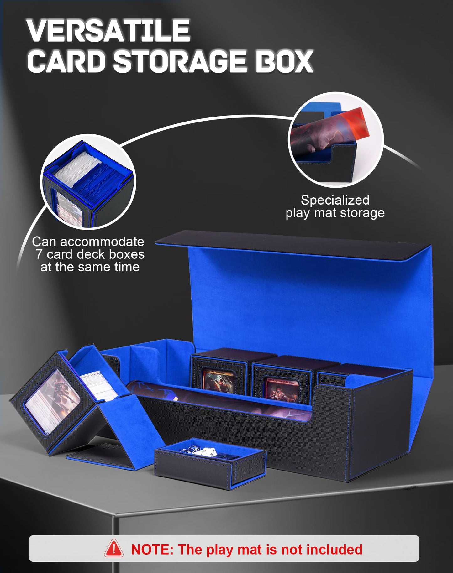 Zlca Mtg Deck Storage Box 5 In 1, Deck Case With 4 Pcs Small Commander Card Box, Large Card Case For Tcg Magic Sports Game(Black