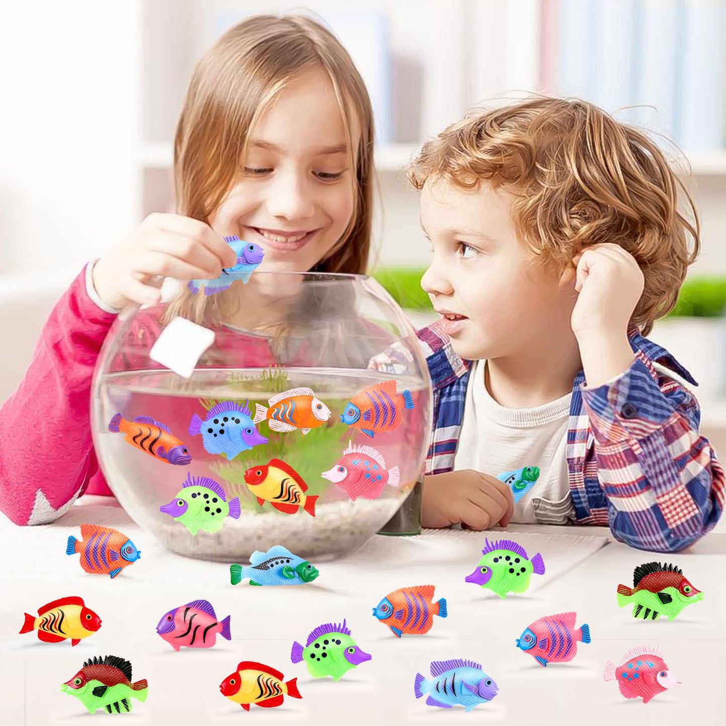 36pcs Plastic Tropical Mini Fish Toy Set for Children's Party Supplies and Decoration