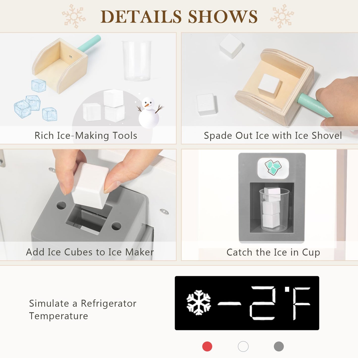 Labebe - Kitchen Wooden Fridge | Fridge Freezer For Toddlers, Kids' Kitchen Playset Toy, Baby Cabinet Refrigerator Pretend Play