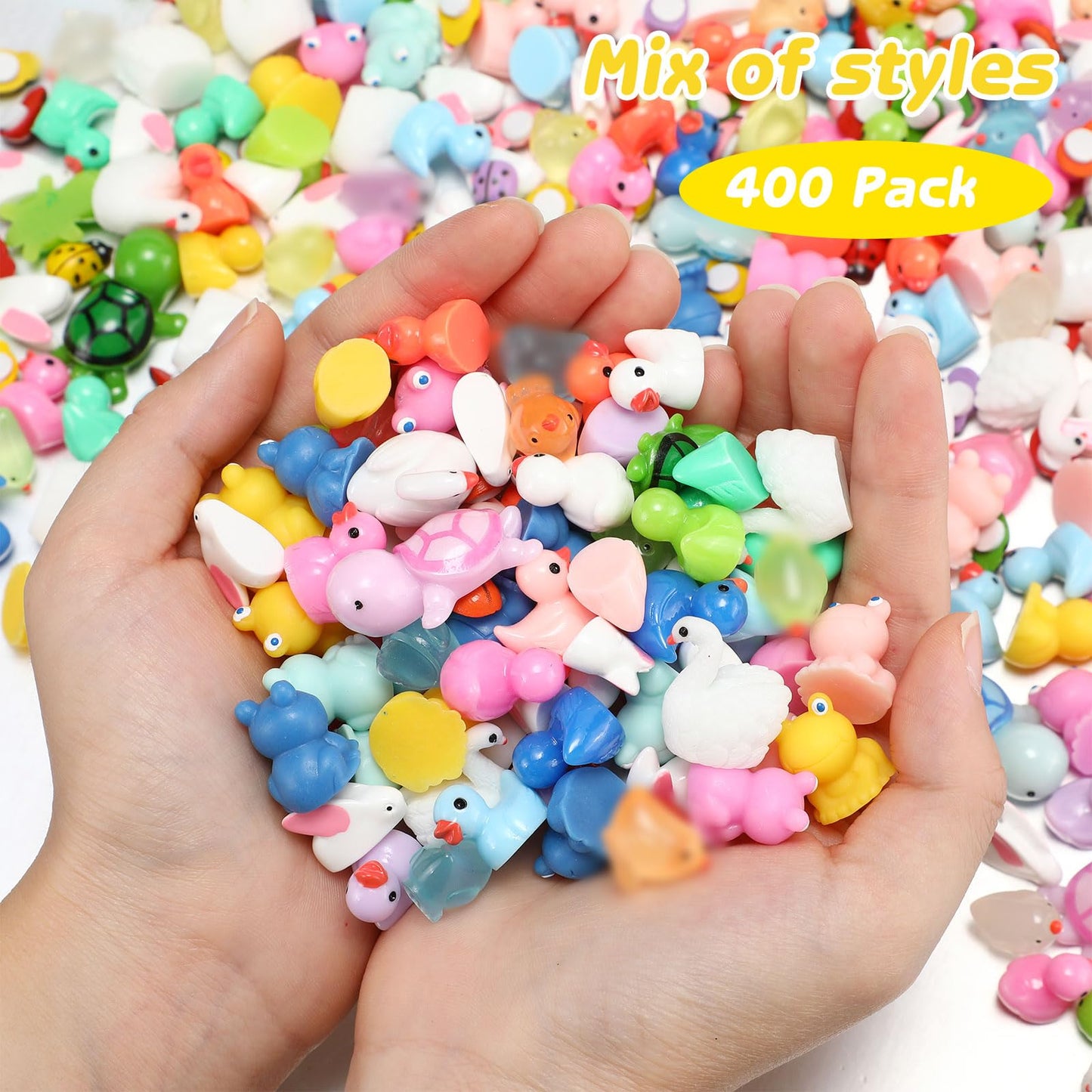 Barydat 400 Pcs Mini Resin Animals Figures Bulk for Pranks Hide Crafts Tiny Resin Miniature Toys Garden Accessories Mini Stuff f