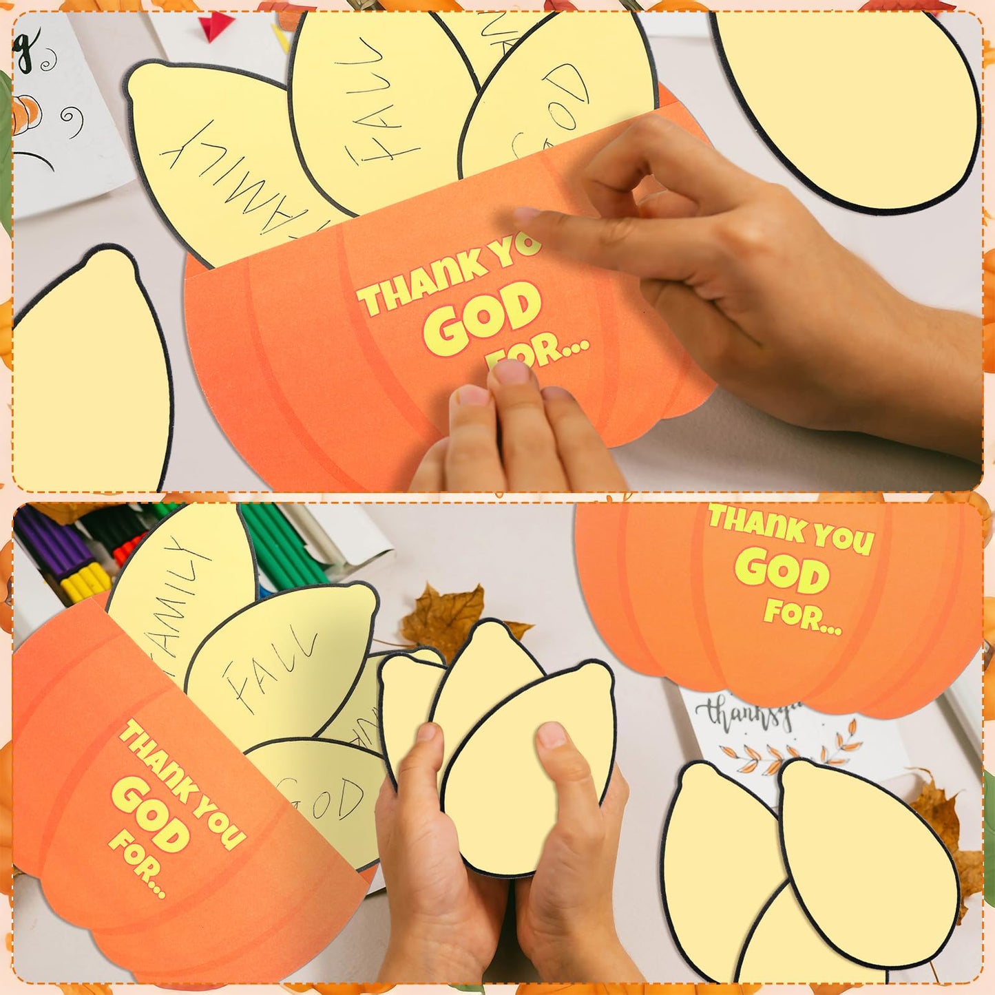 AmazingSpark 36 Set Thanksgiving Pumpkin Craft Kits Christian Give Thanks Crafts Pumpkin Seeds Thank You God Decorations for Tha