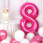 Suwen 40 Inch Hot Pink Large 8 Number Balloons Big Foil Helium Number Balloons 0-9 Jumbo Happy 8Th Mylar Birthday Party Decorati