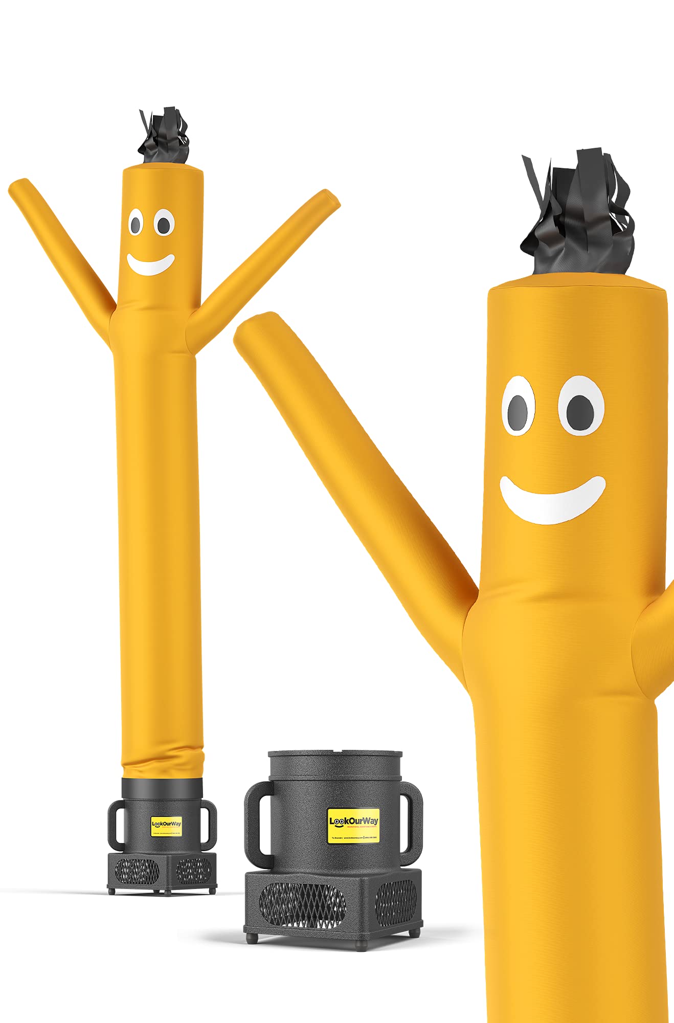 LookOurWay Air Dancers Wacky Waving Inflatable Tube Man Set - 7ft Tall Advertising Air Dancer Waving Man Inflatable Tube Guy with Sky Dancer Blower - Yellow