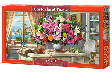 Castorland C-400263-2, Puzzle4000 Hobby Panoramic Summer Flowers And Cup Of Tea Jigsaw Puzzle, 4000 Pieces Set, Multicolour