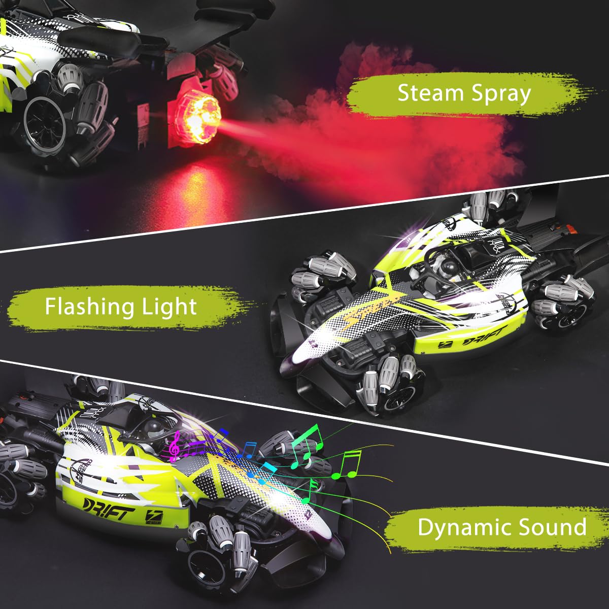 Axirata F1 Gesture Hand Remote Control Car for Kids Age 6-12 Year Old 2.4GHz 4WD 360Rotation Drift RC Stunt Car with Light & Mus