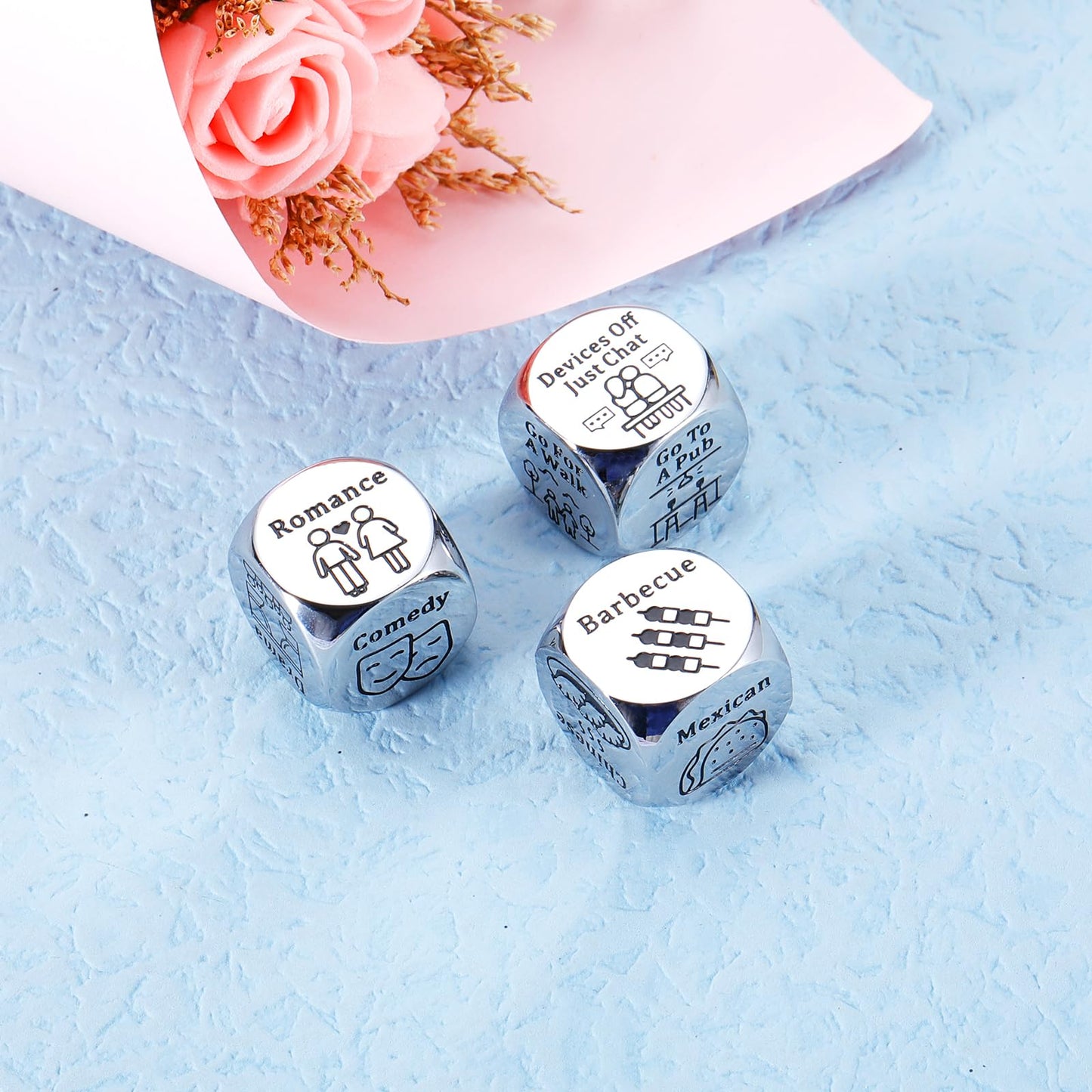 3 PCS Anniversary for Him Her Couple Gifts Date Night Gifts for Boyfriend Girlfriend Food Decider One Year Anniversary Steel Gif