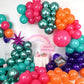 Disco Balloon Arch, 125 Pcs 80S Balloon Arch Kit Mit Hot Pink And Purple Teal Orange Metallic Green Balloons, 22 Inch Disco Ball