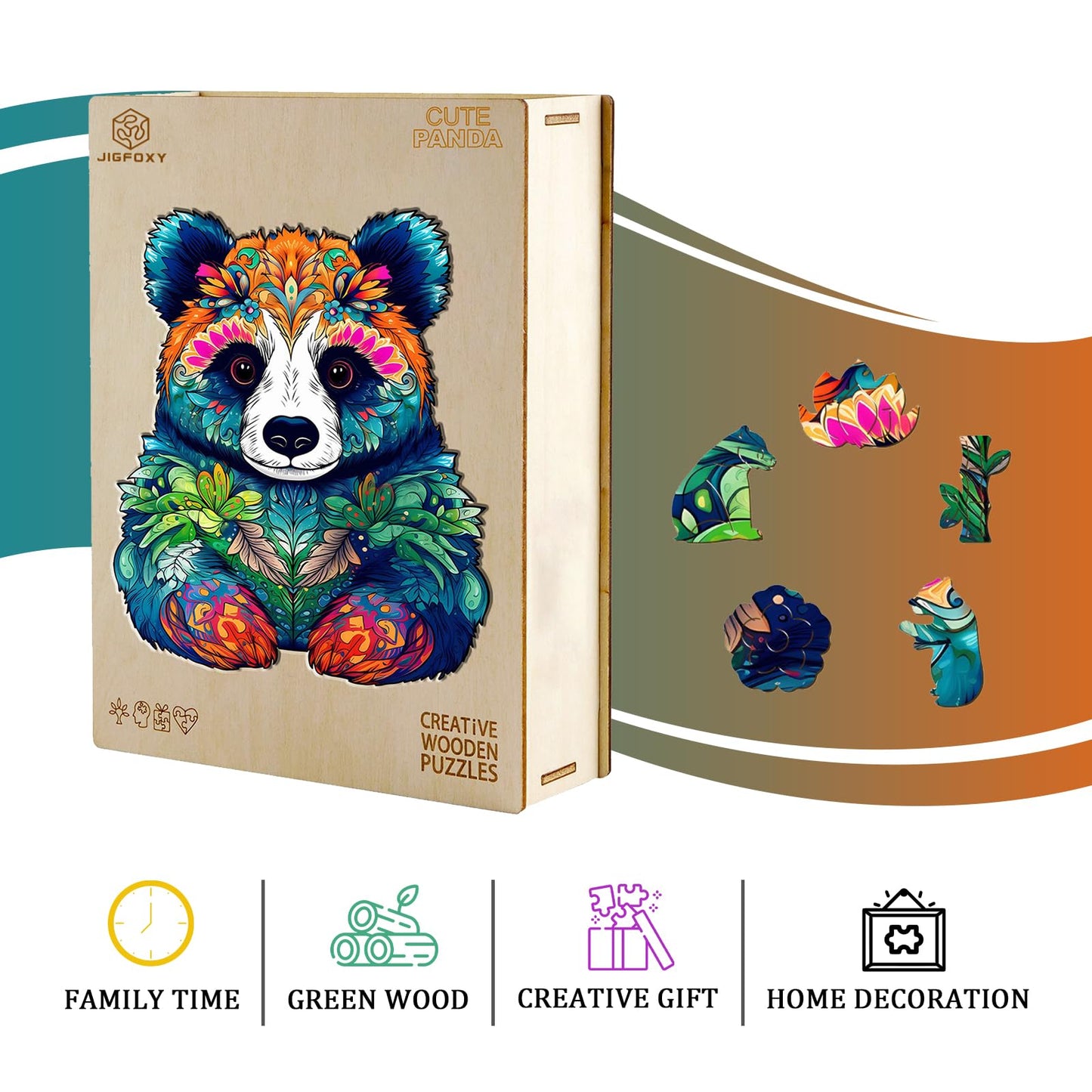 Jigfoxy Wooden Puzzles for mature-themeds  Panda Wood Puzzles mature-themed  Unique Animal Shape Wooden Jigsaw Puzzles  Birthday Gifts for Puzzles Lovers Family Friend (L-11.3 * 13.3in-230pcs)