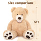 Morismos Giant Teddy Bear Plush 5 Feet, Life Size Huge Teddy Bears For Girlfriend Boyfriend, 5 Foot Large Bear Gifts For Valentine'S Day, Baby Shower, Birthday