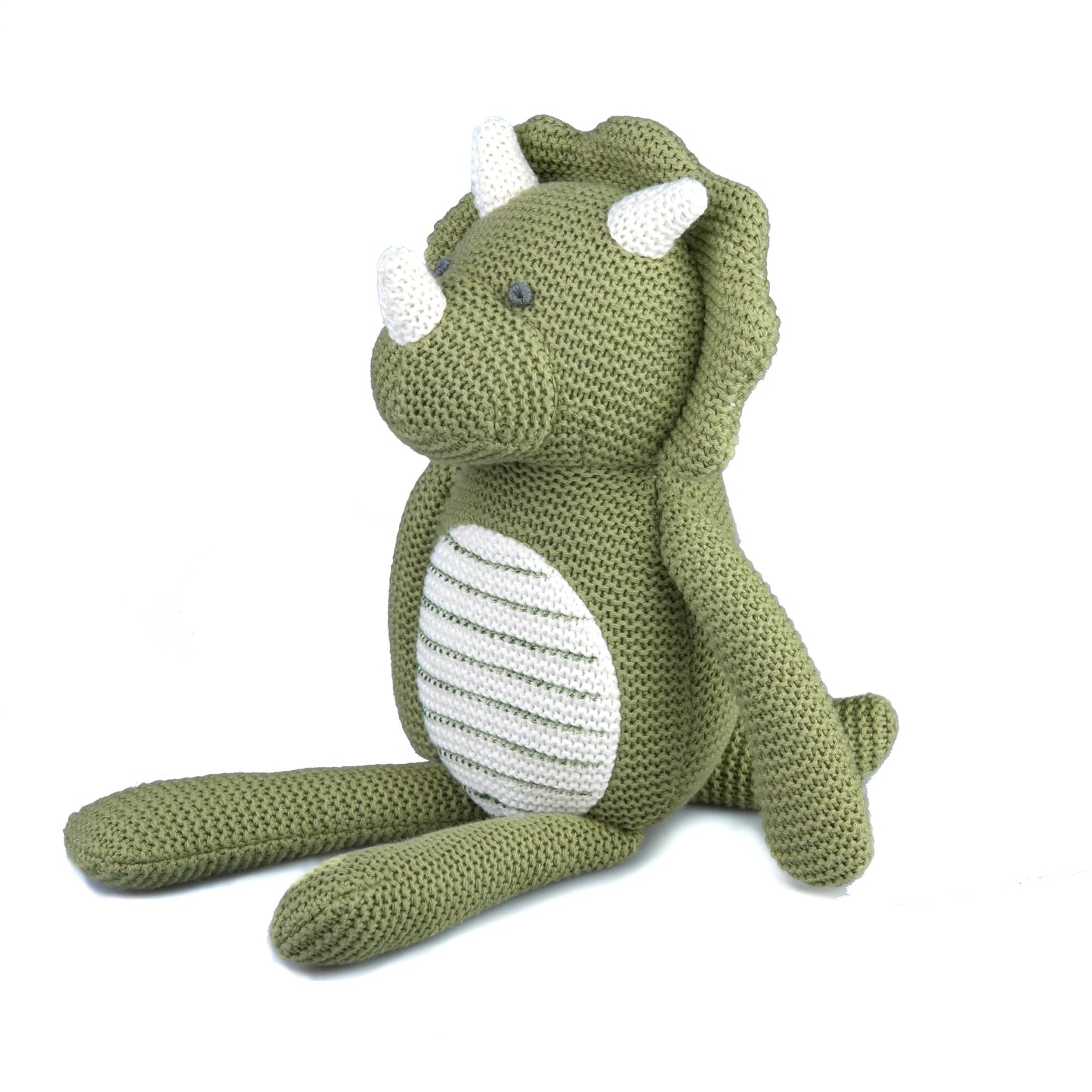 FLUFFYFUN 100% Organic Cotton Baby Dinosaur Stuffed Animal | 7.1" Green Plush Toy | Model OA013