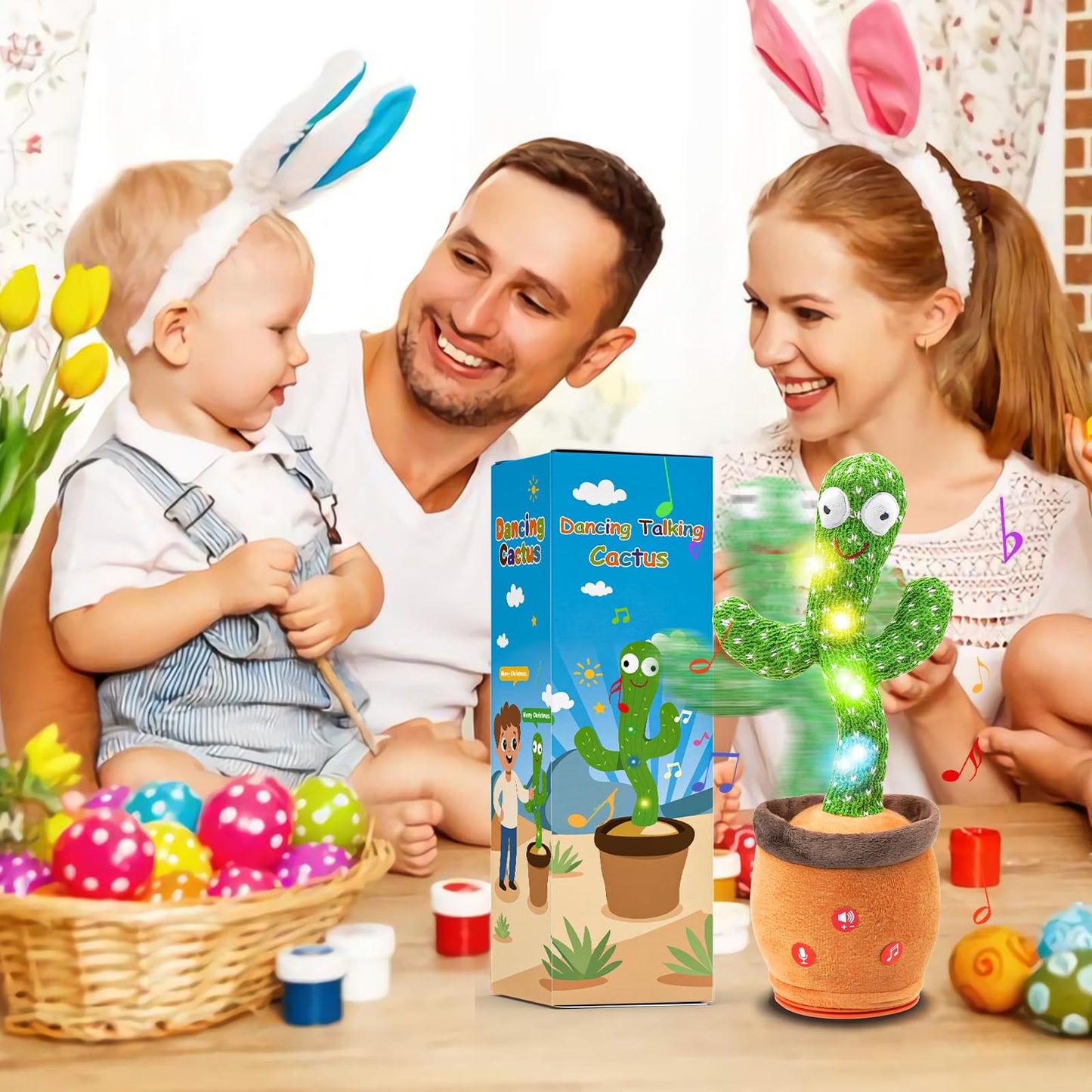 Qularlans Dancing Talking Cactus Toy for Babies - Interactive Singing Mimicking Cactus Baby Toy with Lights, 120 Funny Songs & W