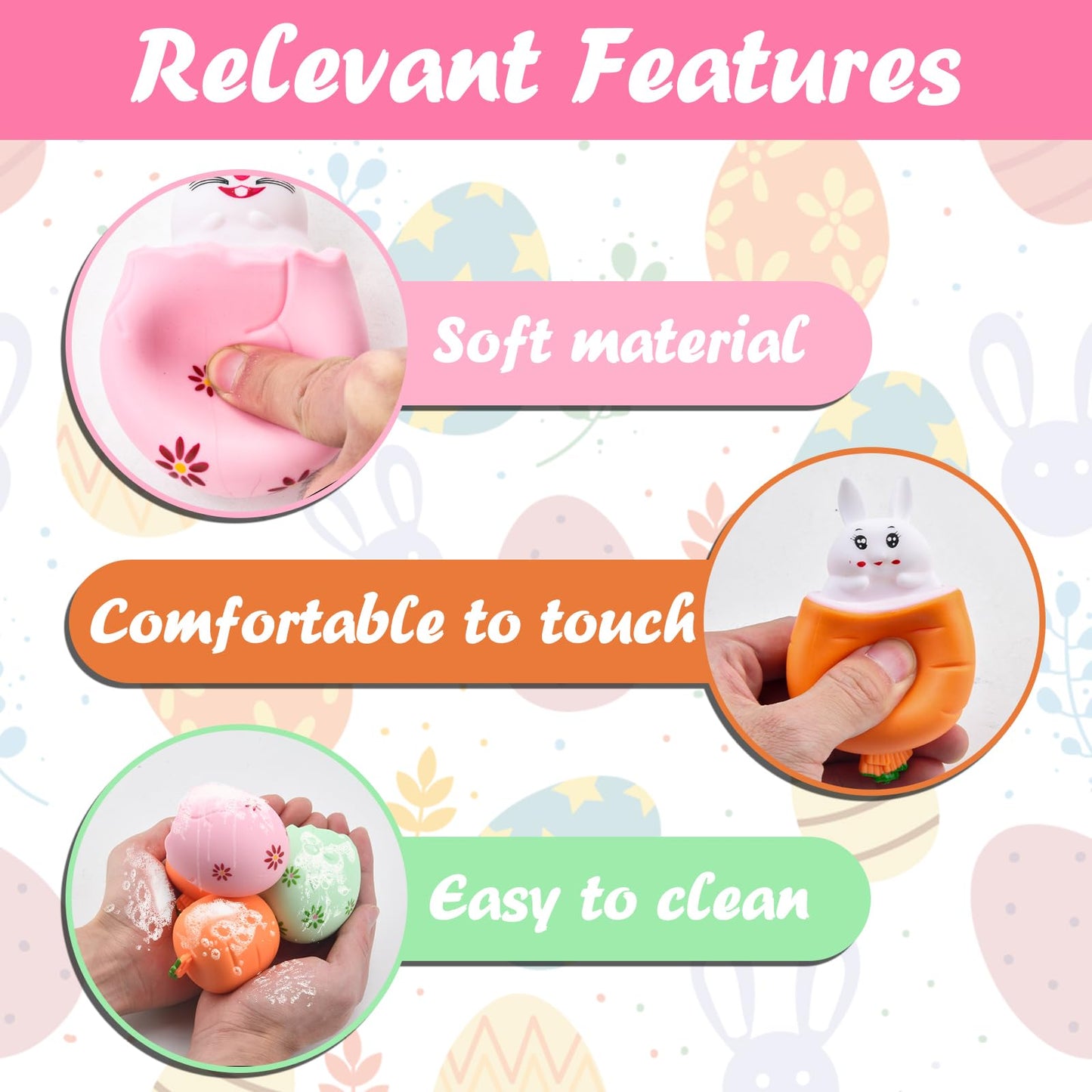 Taikuray 12Pcs Easter Eggs Squishy Bunny, Easter Basket Stuffers, Cute Rabbits Hide In Broken Easter Eggs Or Carrots, Pop Up Car