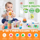 6 In 1 Baby Toys 6 To 12 Months, Montessori Toy For Toddlers 1-3, Infant Teething Babies Toy Stacking Blocks Rings Pull String T