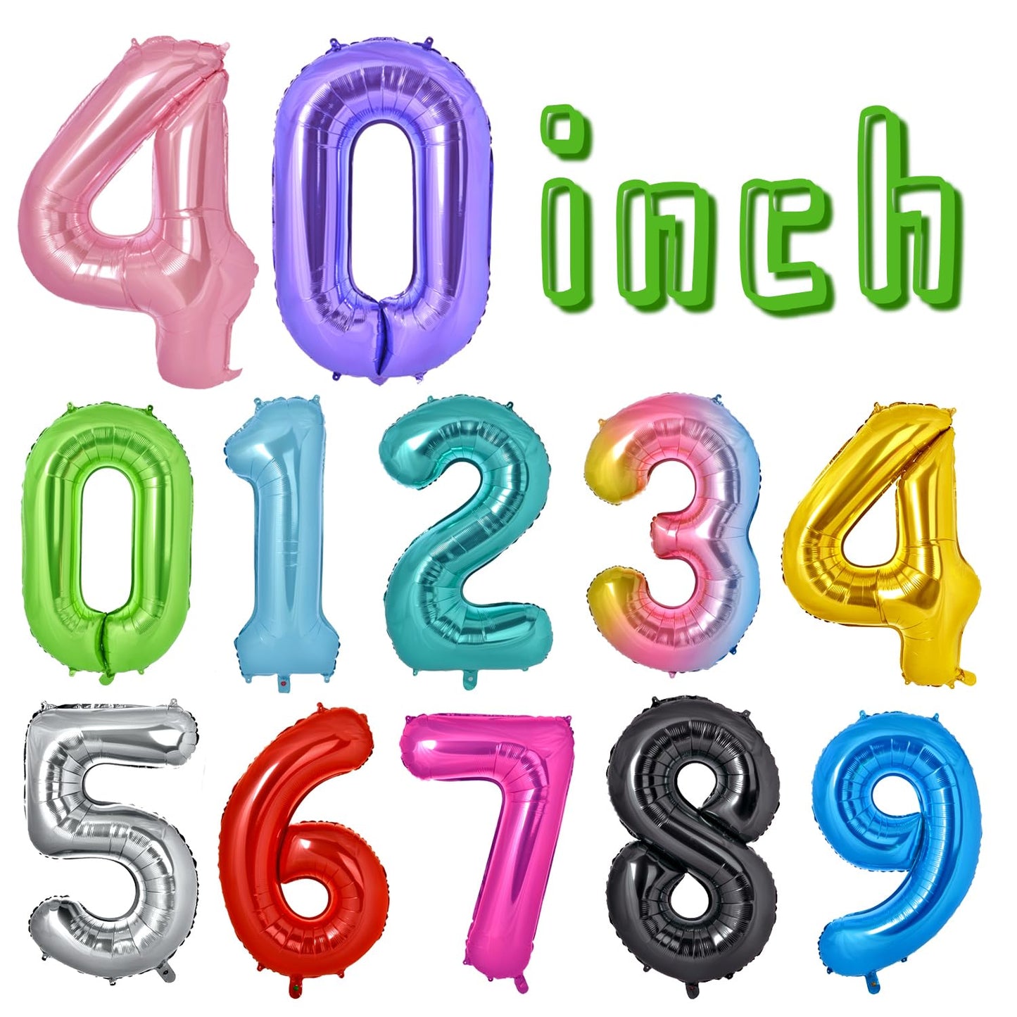 Vonokee 40 Inch Teal Blue Giant Number Balloons 8, Jumbo Digital Foil Mylar Balloon For Birthday Party Wedding Anniversary Celeb