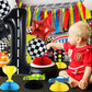 Toniful 40 Inch Race Car 1St Birthday Balloons Racetrack Number 1 Black Balloons Wheel Tire Balloons Black White Checkered Ballo