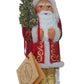Alexander Taron Schaller Paper Mache Red with Gold Lines Santa Candy Container - 6.25 H x 2.5 W x 2.5 D