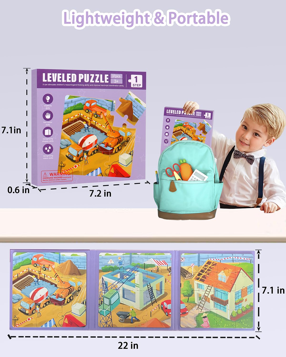 Magnetic Puzzles for Toddlers, 37 Pieces Travel Puzzles Game Magnetic Jigsaw Puzzle Magnet Puzzle Book for Kids Car Traffic Acti