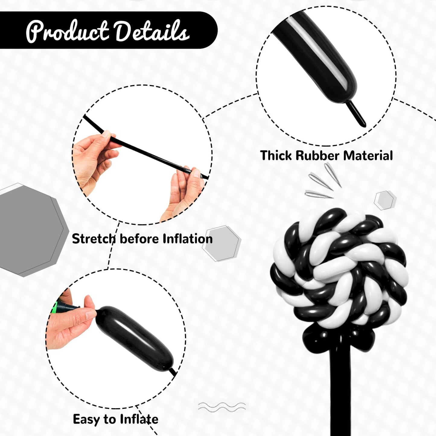 Hykjnbw Black Long Balloons For Balloon Animals, 260 Balloons Art Kit For Twisting, Skinny Modeling Balloons Supplies For Birthd