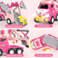 Toddler Car Toys for 1 2 3 4 Year Old Girl Birthday Gift, 5 in 1 Pink Princess Transport Carrier Trucks for Girls Age 1-2 3-4 wi