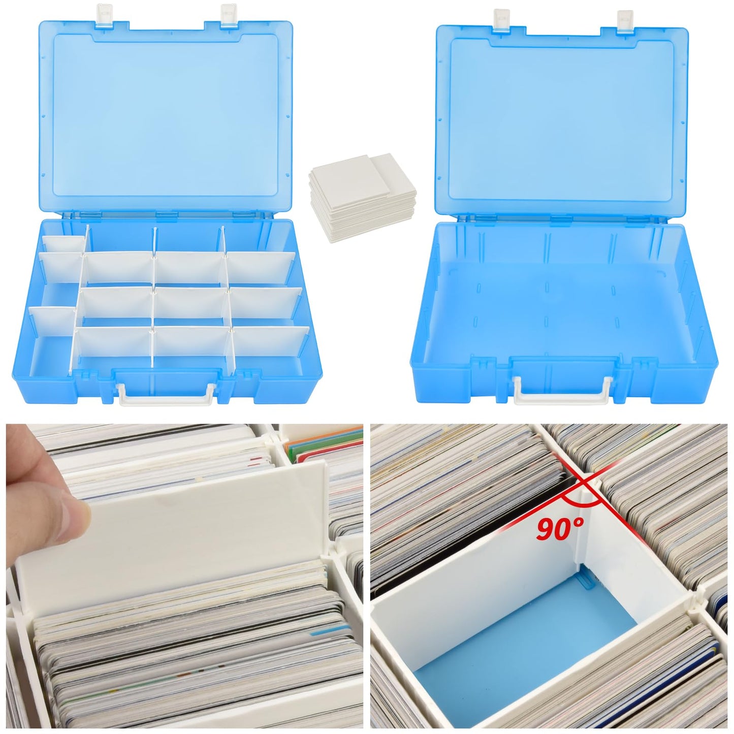 Xuerdon Trading Card Storage Box  2300+ Playing Card Case Holder Organizer Compatible with PM TCG/for Yugioh/for CAH/for Phase 10/ for Topps Football Baseball Sports Cards (Case Only) - Blue