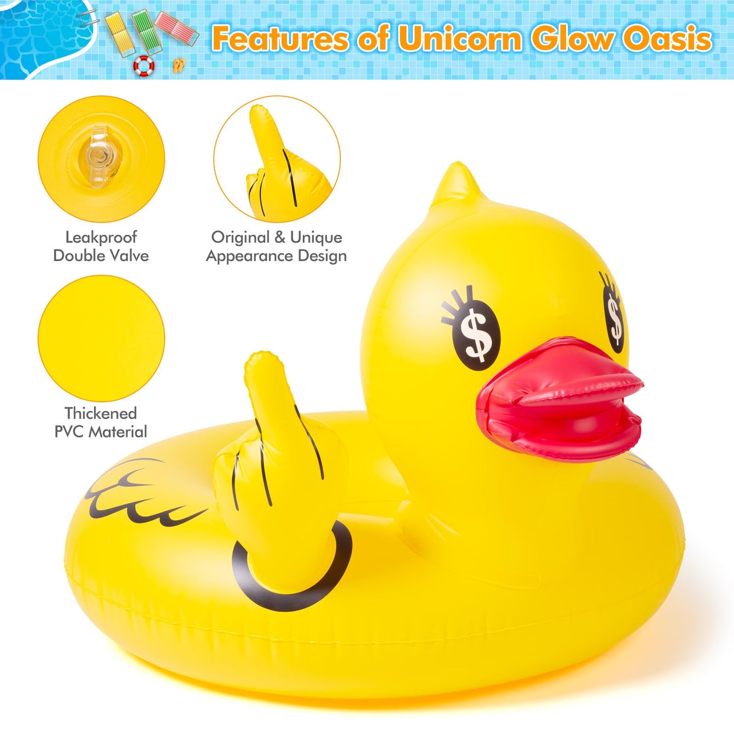 Float Joy Duck Pool Floats For Adults Ring Pool Floaties Inflatable Duck River Tubes Blow Up Pool Rafts For Lake Beach Pool Part