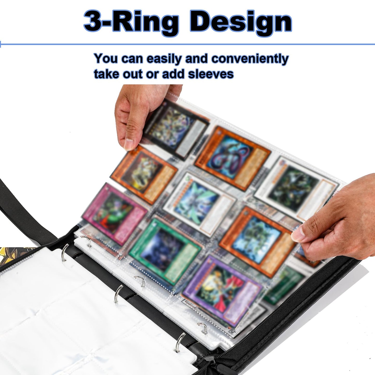 Card Binder for Y-G-O Trading Cards 990 Pockets Large Capacity 3-Ring Album 9-Pocket Floder Compatible with YuGiOh Cards and Other Standard Size Cards.