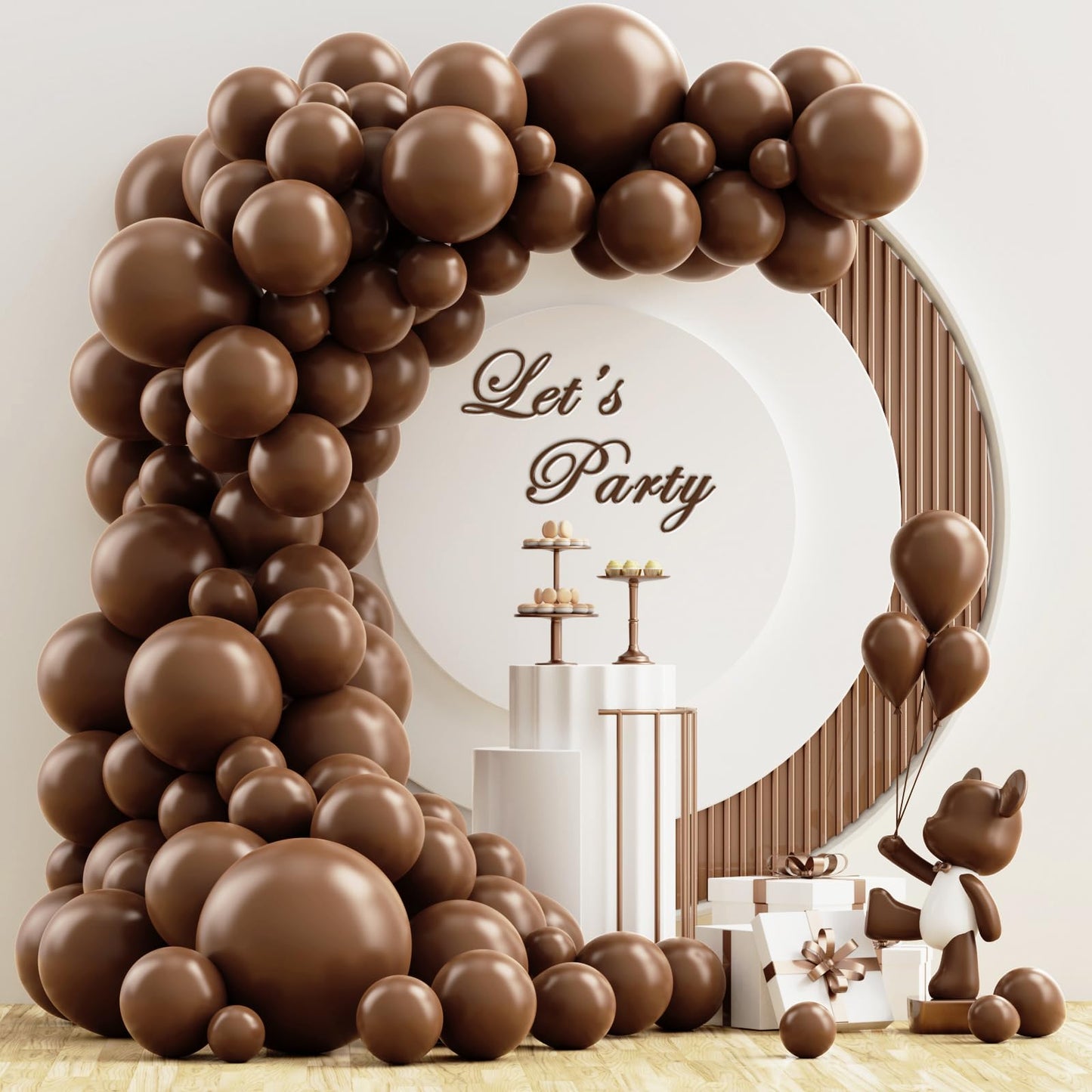 Nisocy Brown Balloons Arch Garland Kit, 102Pcs 18In 12In 10In 5In Dark Brown Balloons Different Sizes For Birthday Wedding Baby