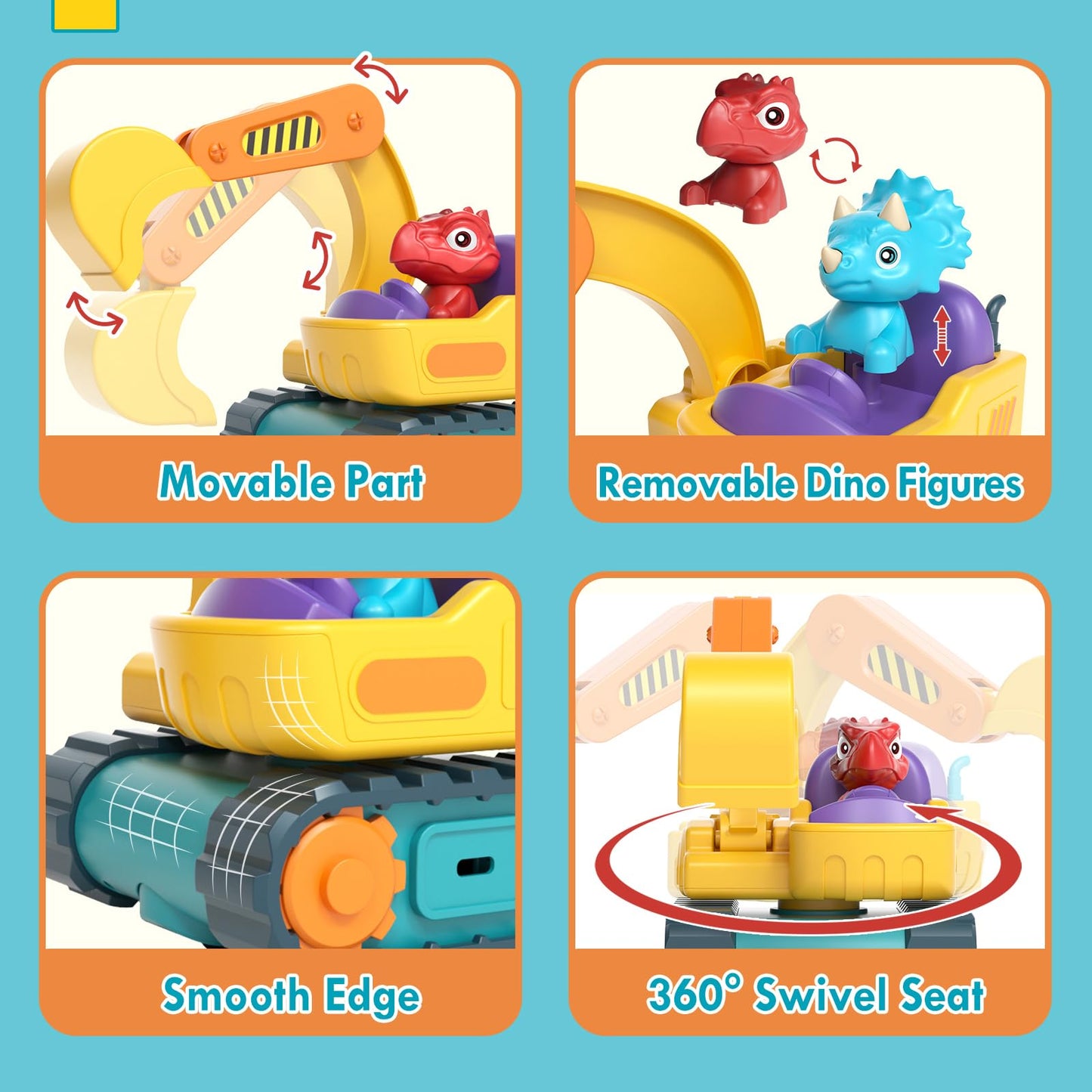 Lehoo Castle Remote Control Car for Toddlers, Rechargeable Construction Toys, RC Excavator Toys for Boys 3-5 Year Old, Toys for