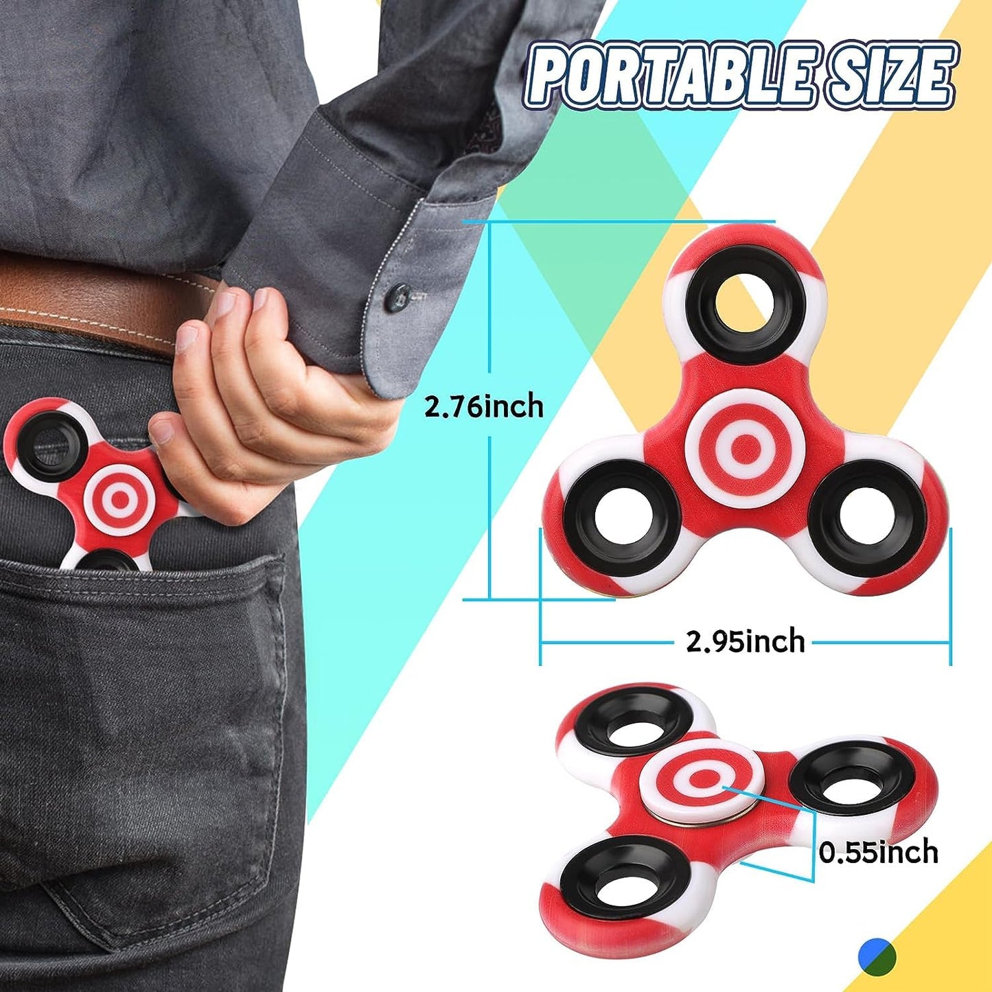 12 Pack Fidget Spinner Toy Bulk For Kids Adults, Metal Tri-Spinner Fidget Set, Hand Spinner For Stress Relief, Easter Birthday G
